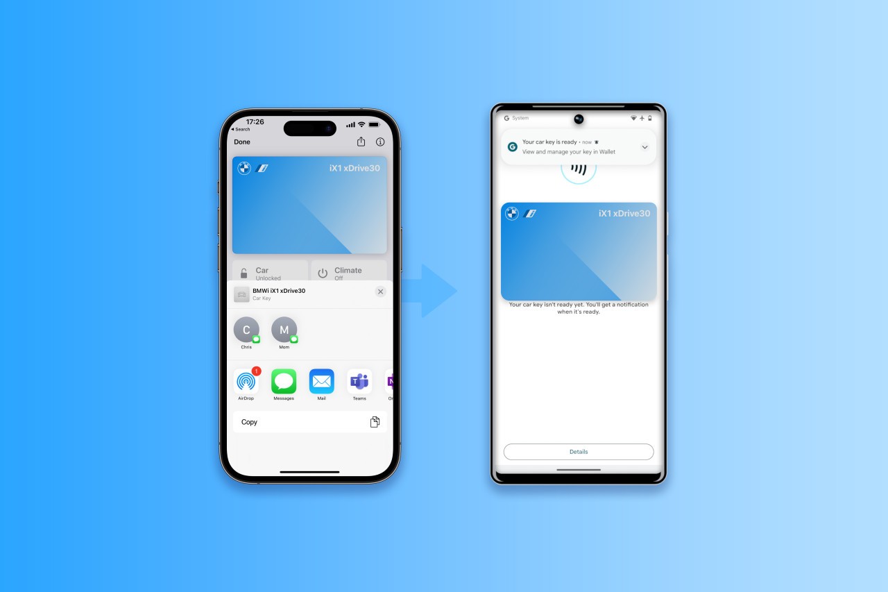 Partage d'une clé BMW entre un iPhone et un Android
